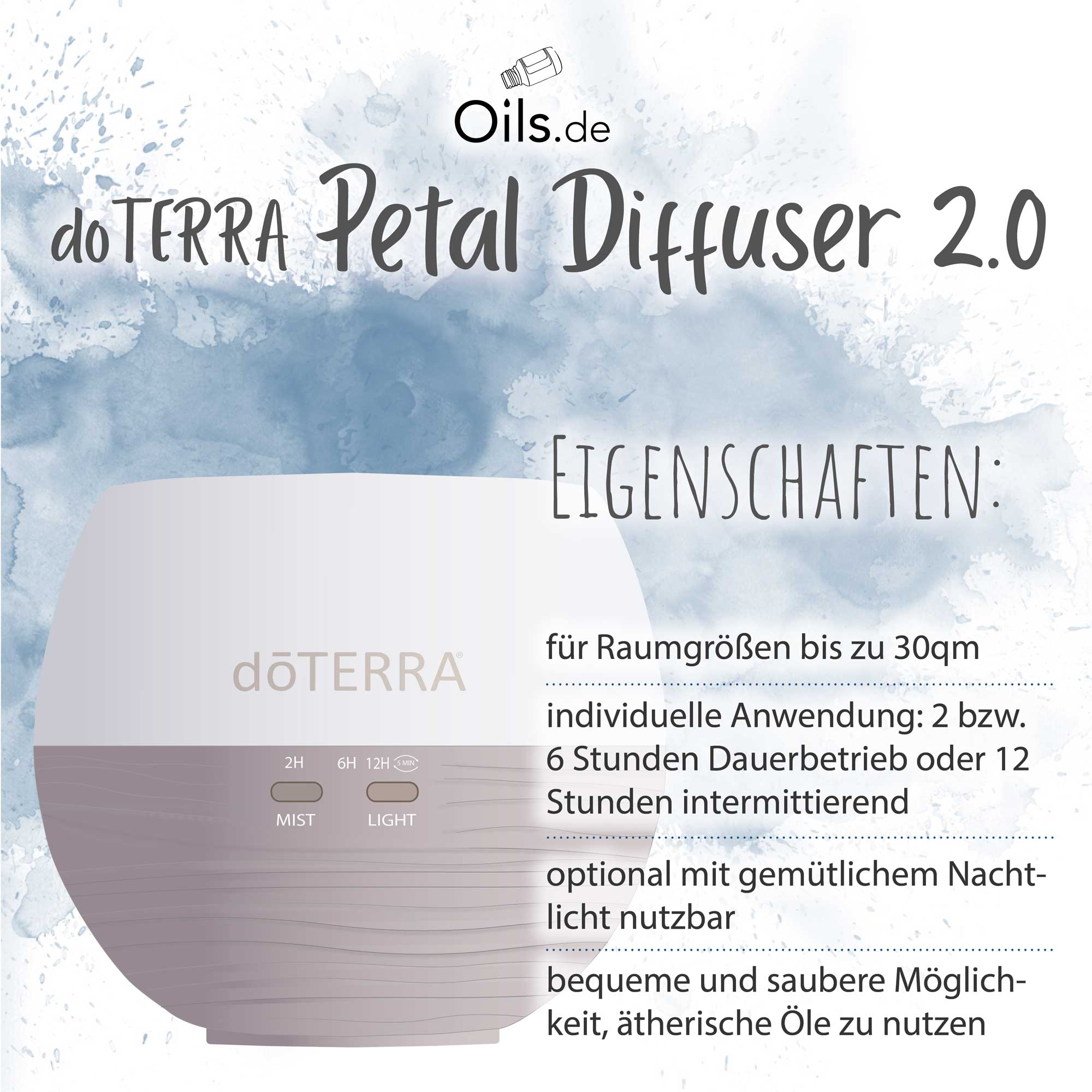 doTERRA-Petal-Diffuser-Eigenschaften doTERRA Petal Diffuser 2.0 | Eigenschaften
