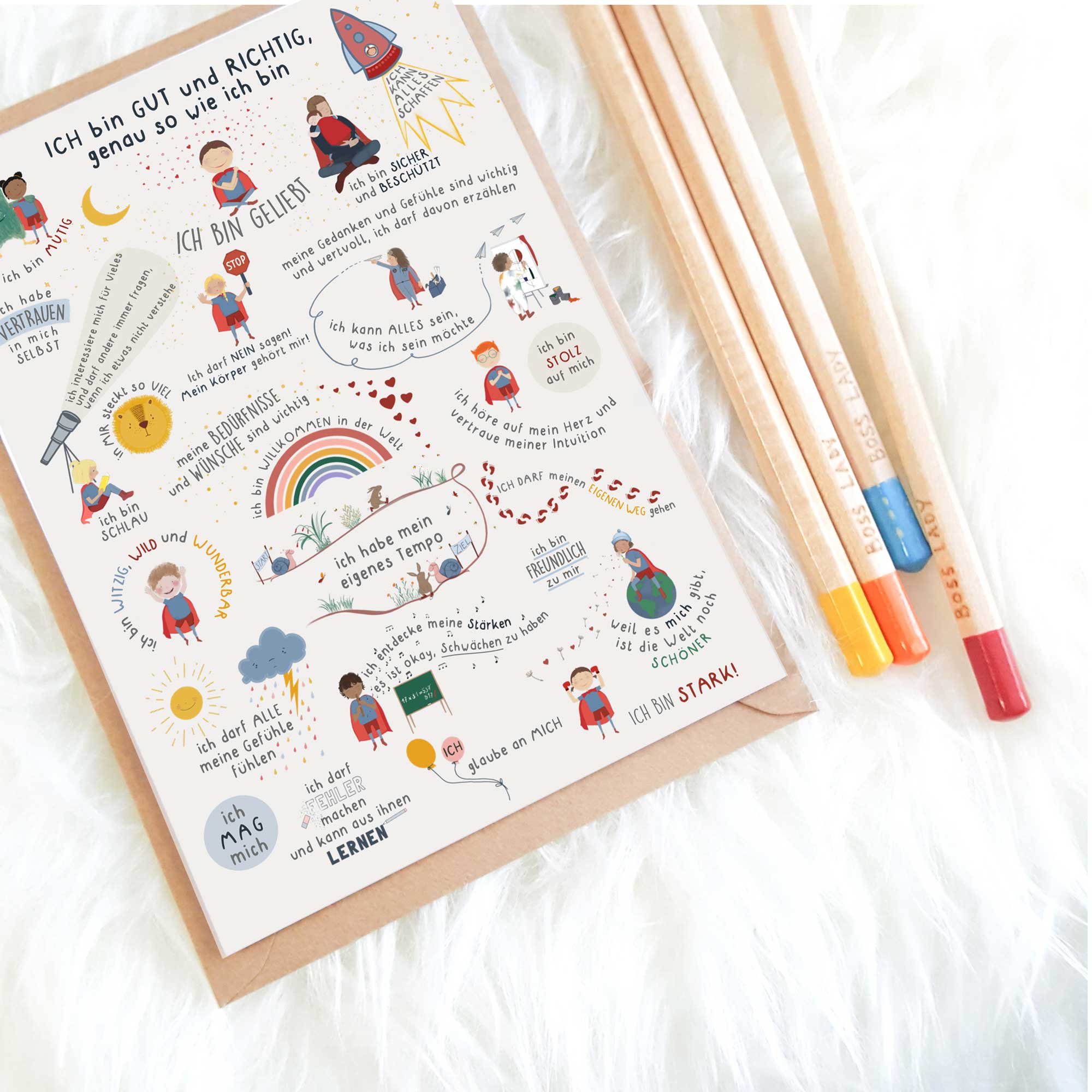 Postkarte Affirmationen für Kinder